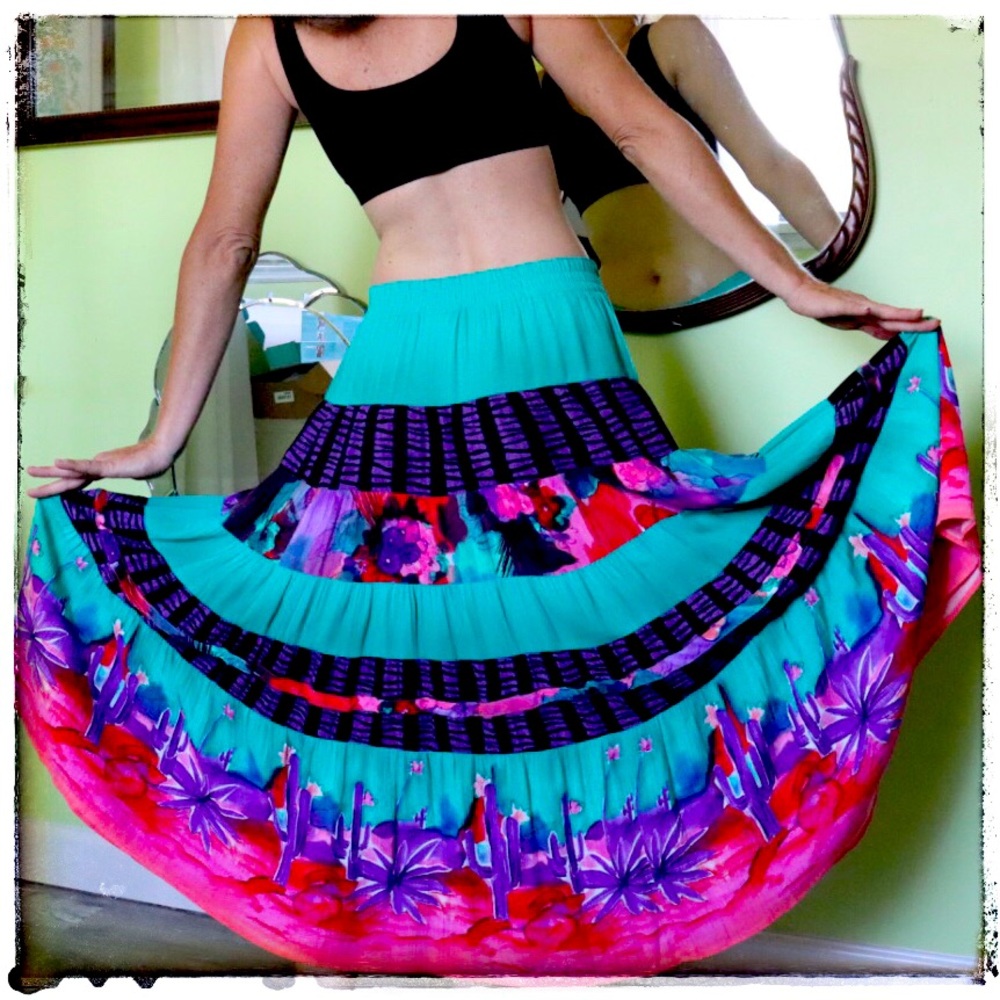 Vintage 1980 Southwestern Cactus Señorita Skirt